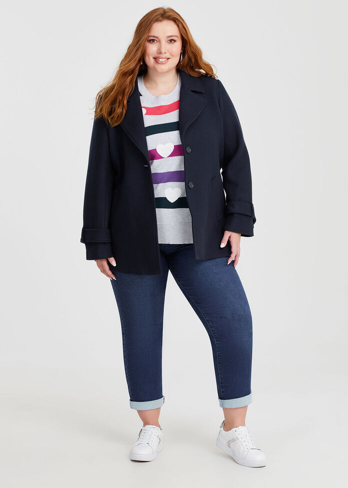 Wool Blend Peacoat Jacket, , hi-res