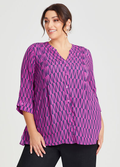 Plus Size Geo Natural Sparkle Shirt
