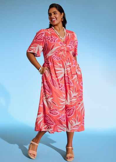 Plus Size Natural Carrie Foliage Dress