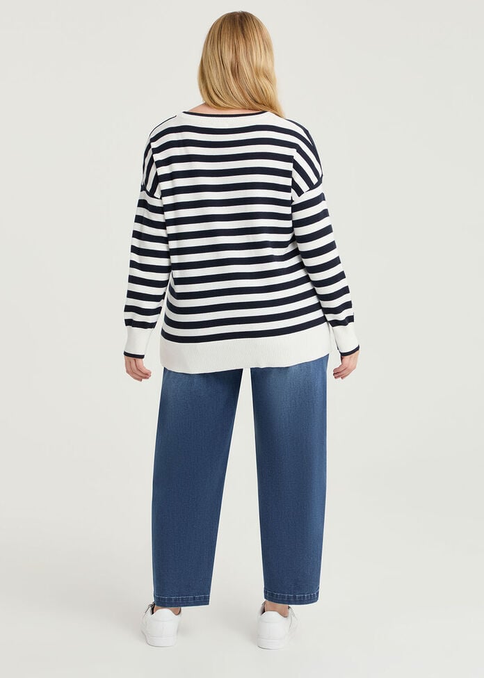 Mixed Stripe Crew Neck Jumper, , hi-res