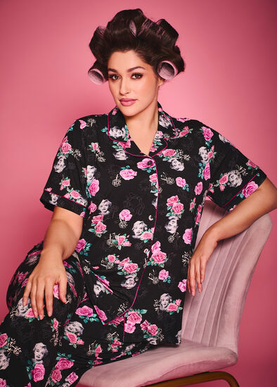 Plus Size Marilyn Rose Pyjama Shirt