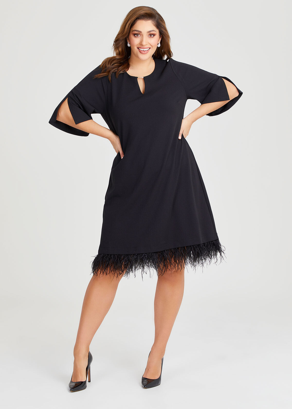 Shop Plus Size Birds Of A Feather Dress in Black Taking Shape AU