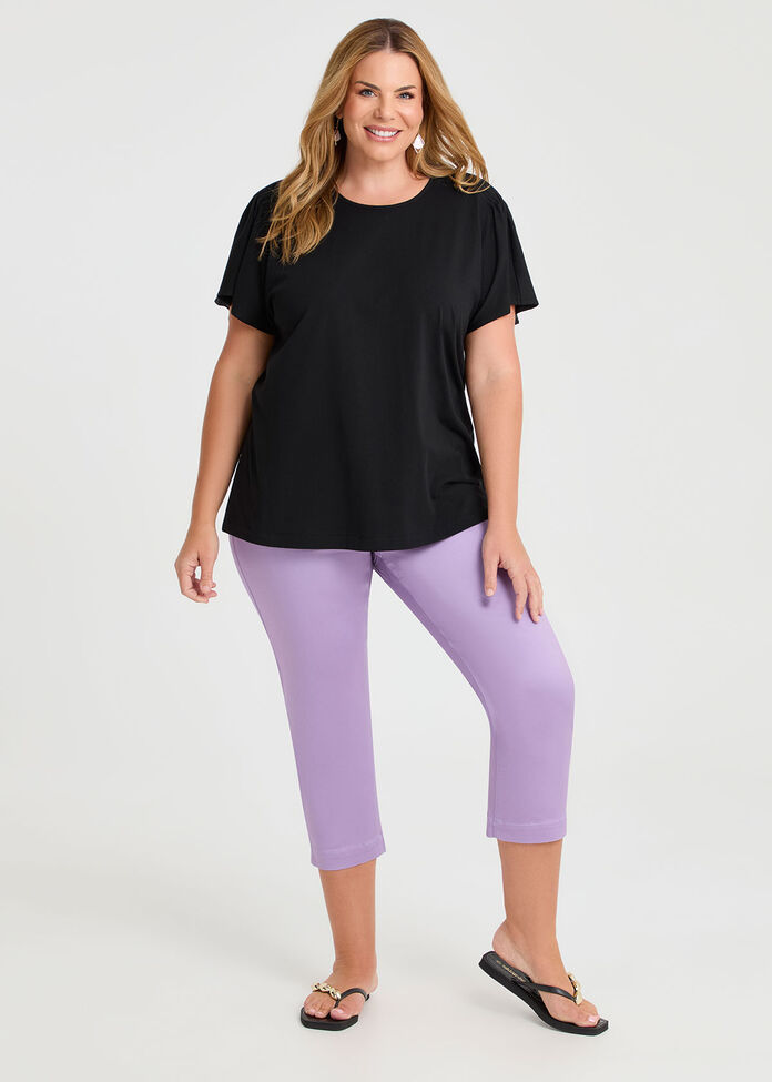 Cotton Pintuck Flutter Top, , hi-res