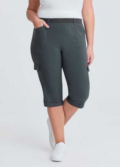 Plus Size Castaway Rib Cargo Crop Pant