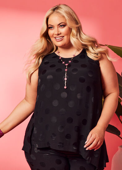 Plus Size Spot Satin Natural Tunic