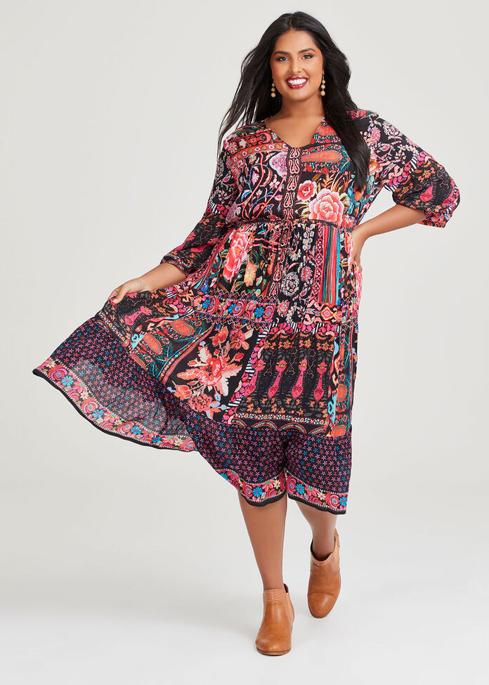 Shop Plus Size Natural Luisa Tier Dress in Multi | Taking Shape AU