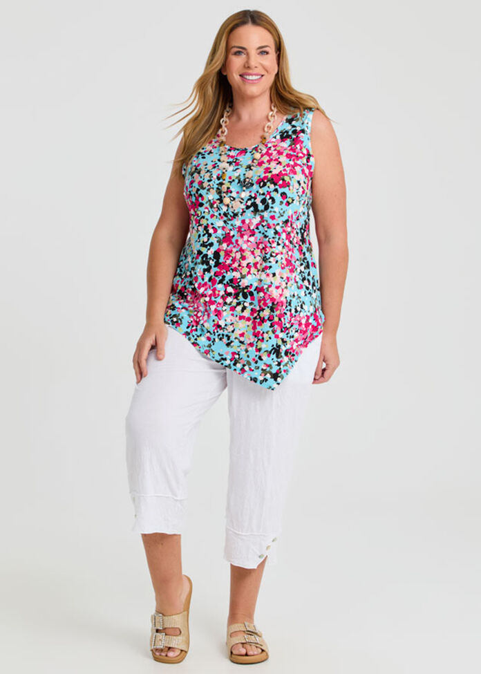 Printed Mix Media Tank, , hi-res
