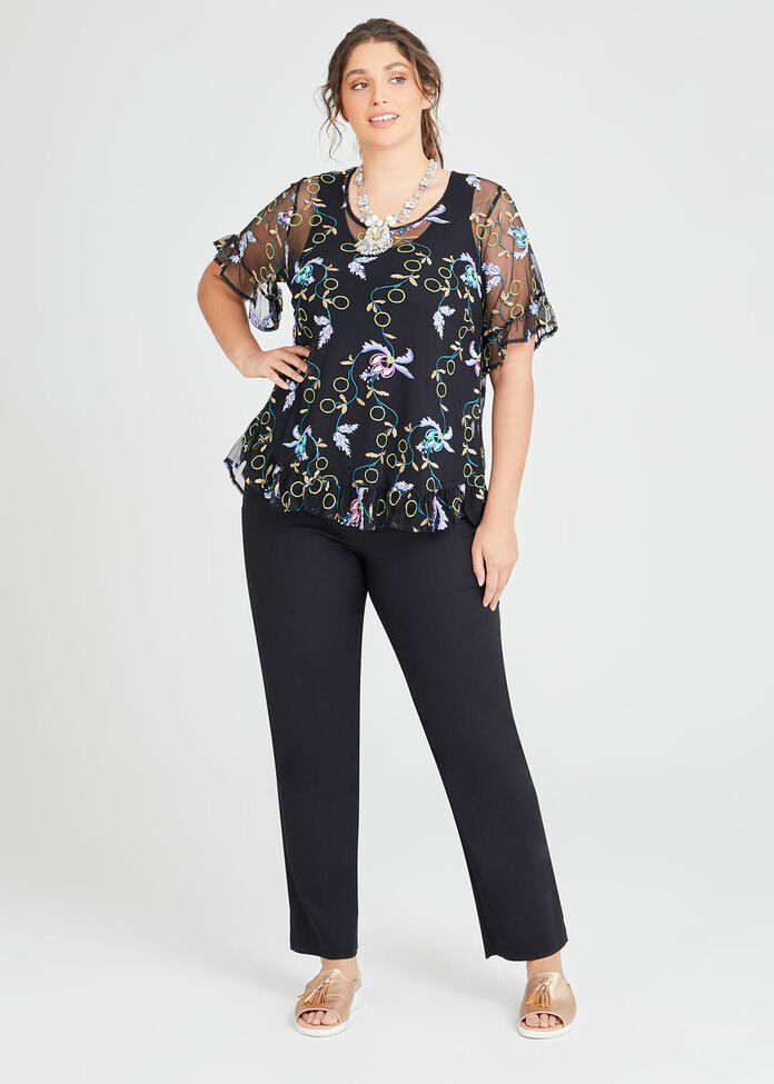 Accent Embroidered Frill Top, , hi-res
