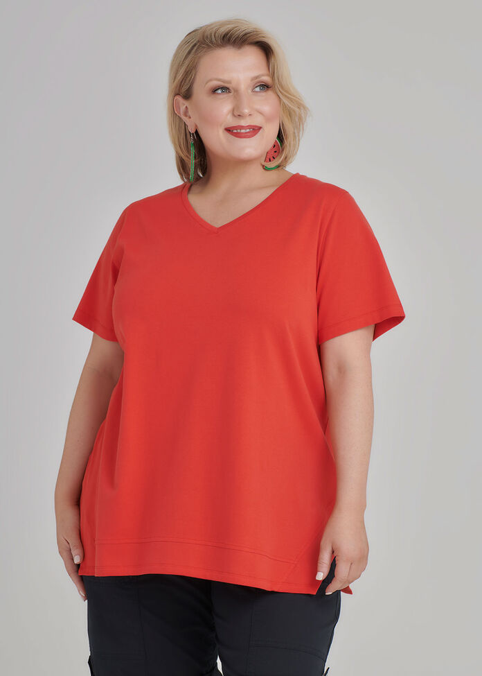 Petite V- Neck Swing Tee, , hi-res