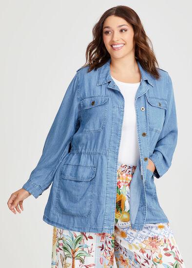 Plus Size Chambray Anorak Jacket