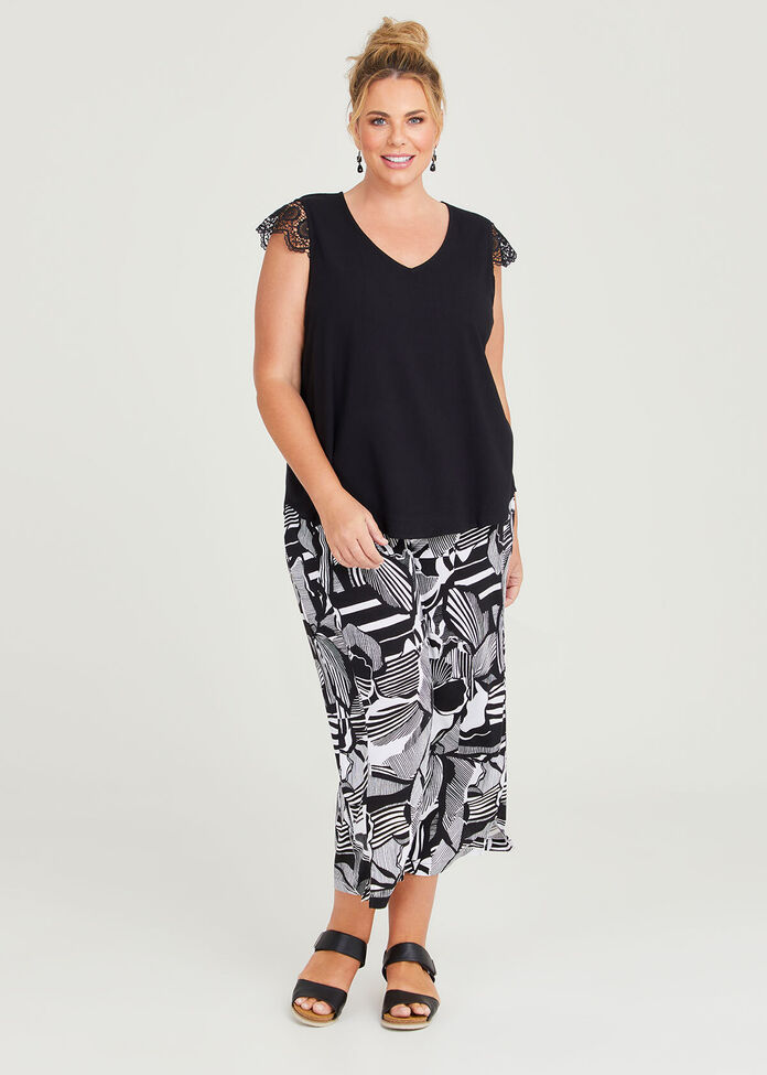 Shop Plus Size Lace Sleeve Natural Top in Black | Taking Shape AU