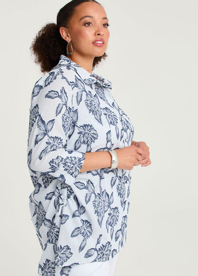 Plus Size Cotton Floral Stripe Aria Shirt