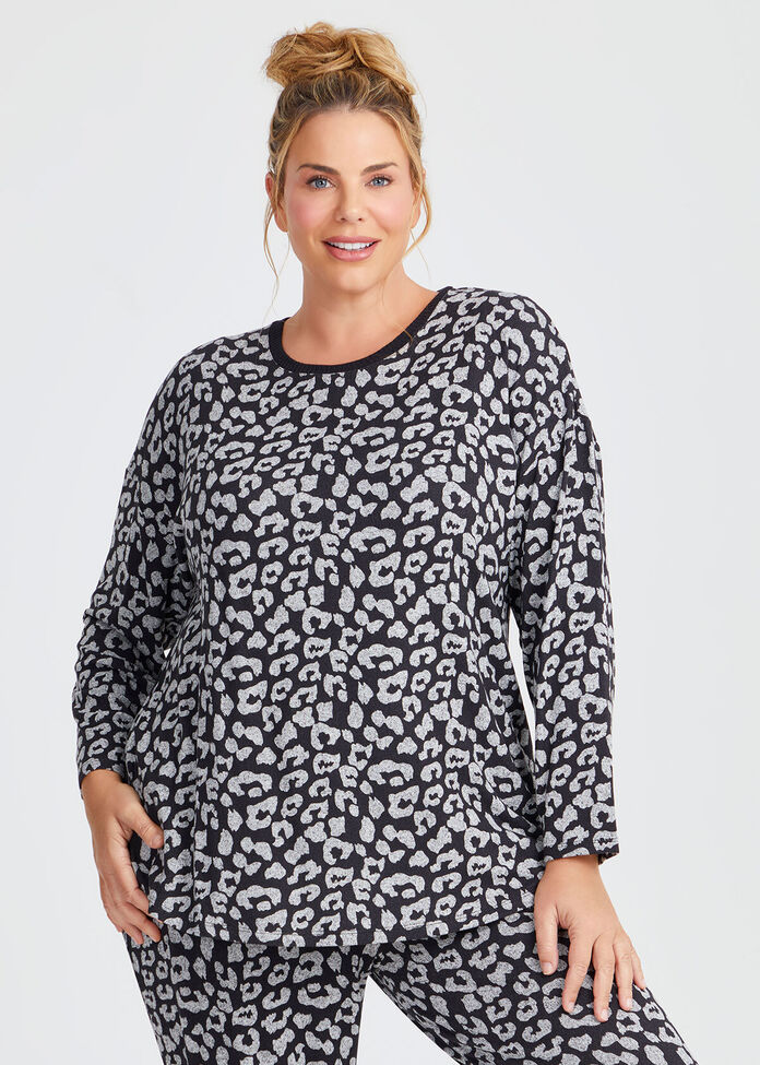 Plus Silver Shimmery Animal Top main image 1