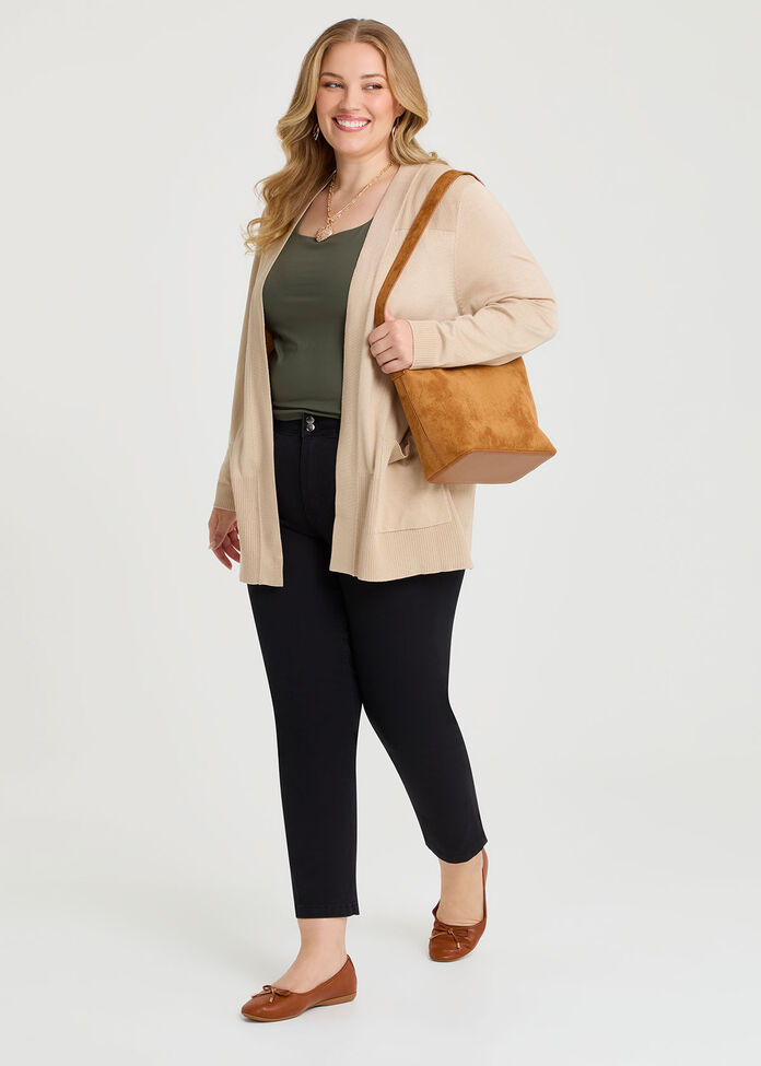 Natural Rib Detail Long Cardigan, , hi-res