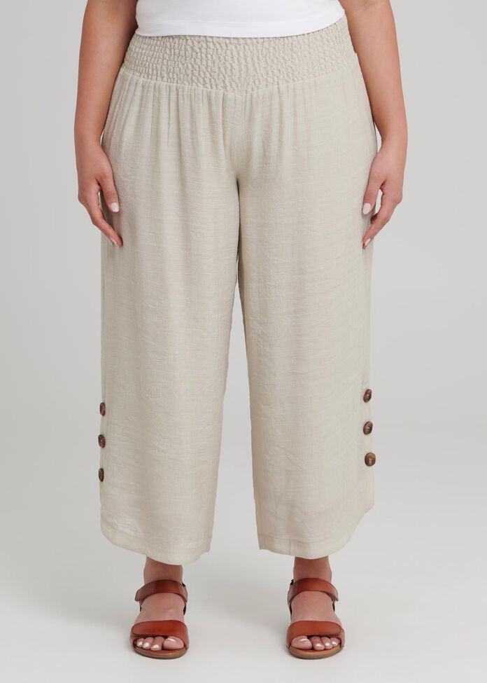 Petite Button Crop Pant, , hi-res
