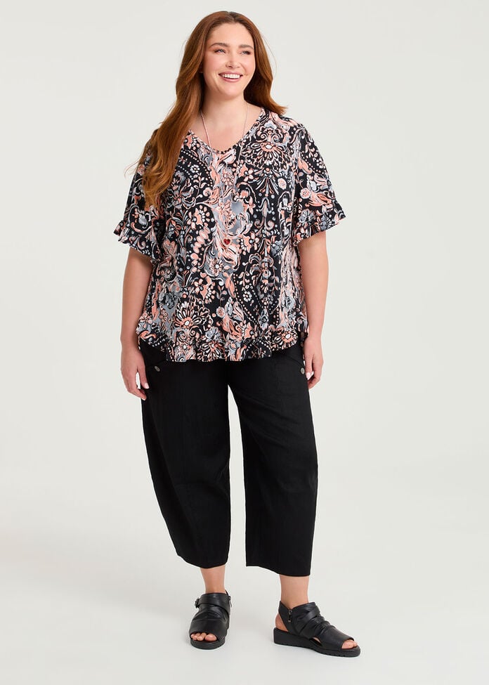 Salsa V-neck Luna Top, PEACH PAISLEY PRINT, hi-res
