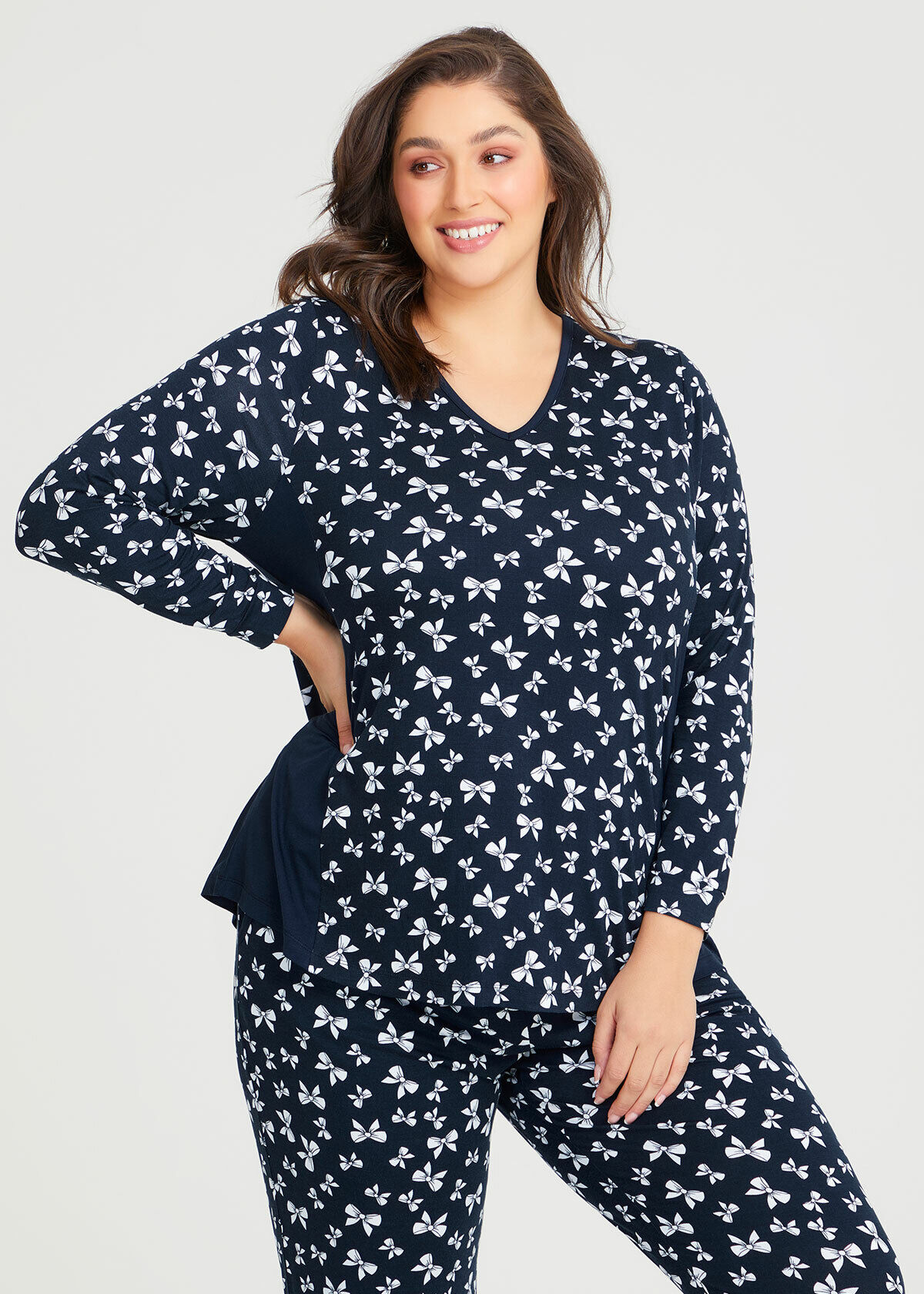 Bamboo Spliced Bows Pyjama Top