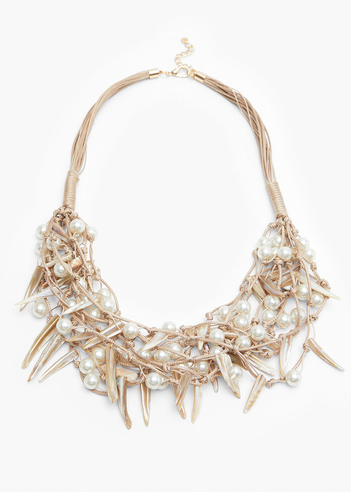 Shell & Pearl Necklace, , hi-res