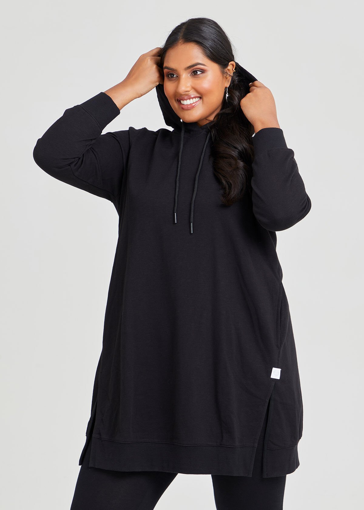 Black Hooded Sweat Dress