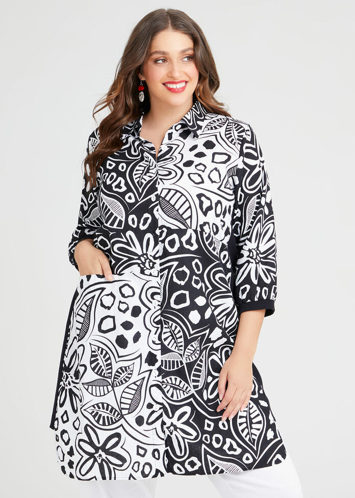 Shop Plus Size Linen Monochromatic Shirt in Print | Taking Shape AU