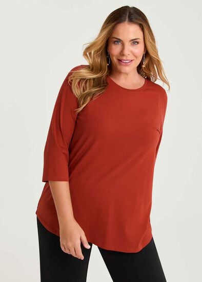 Plus Size Good Earth Australian Cotton 3/4 Sleeve T-Shirt