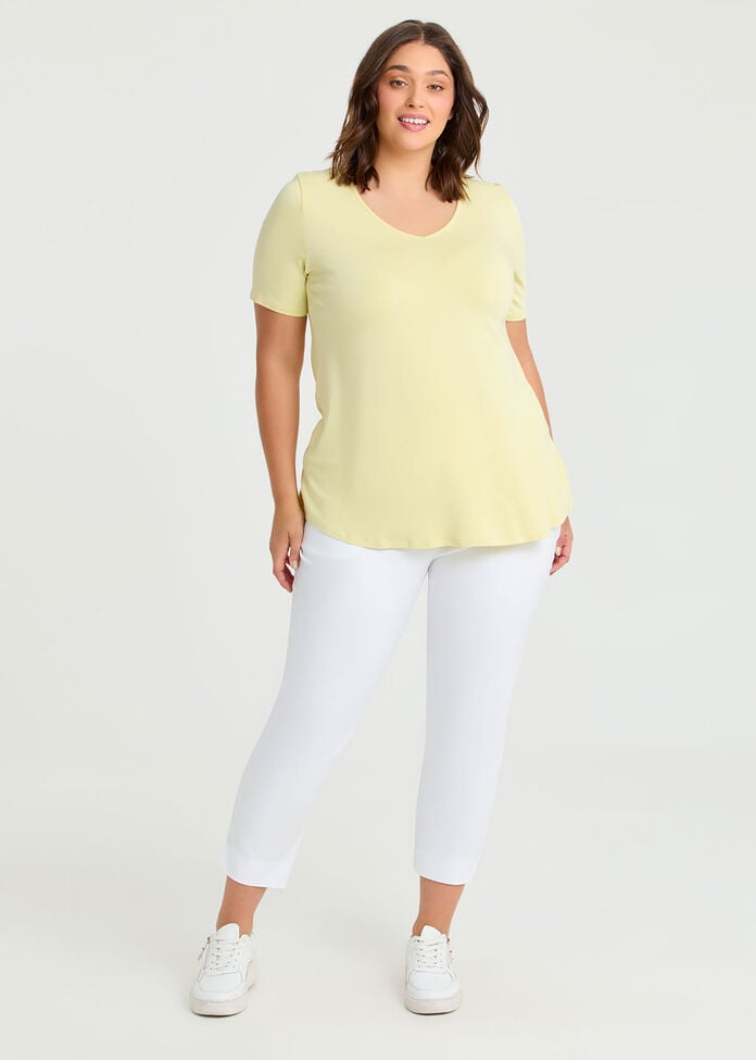  Bamboo Base V Neck Short Sleeve Top, , hi-res
