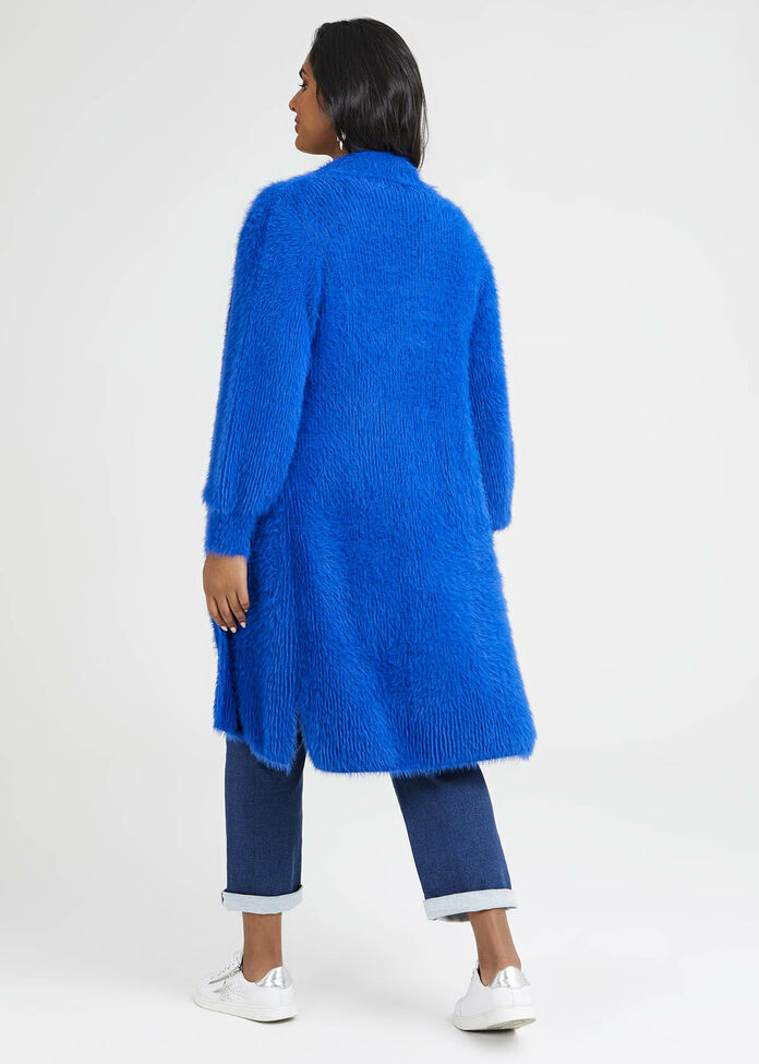 Shop Plus Size Fluffy Knit Cozy Cardigan in Blue | Taking Shape AU