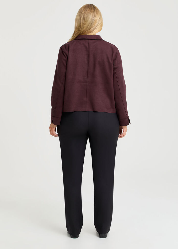 Faux Suede Crop Jacket, , hi-res