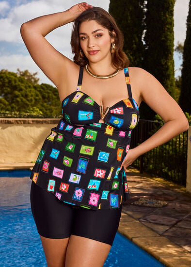 Plus Size Holiday Postcards Print Tanikini