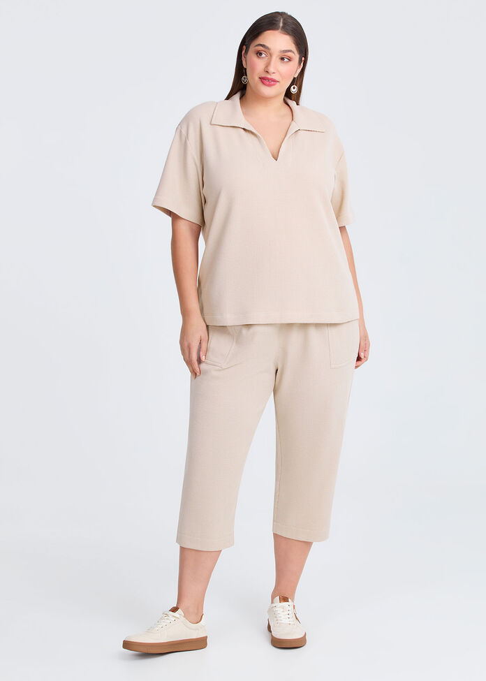 Waffle Pull On Crop Pant, , hi-res