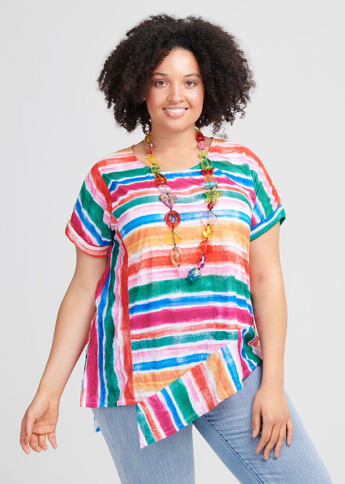Tropical Stripe Top, , hi-res