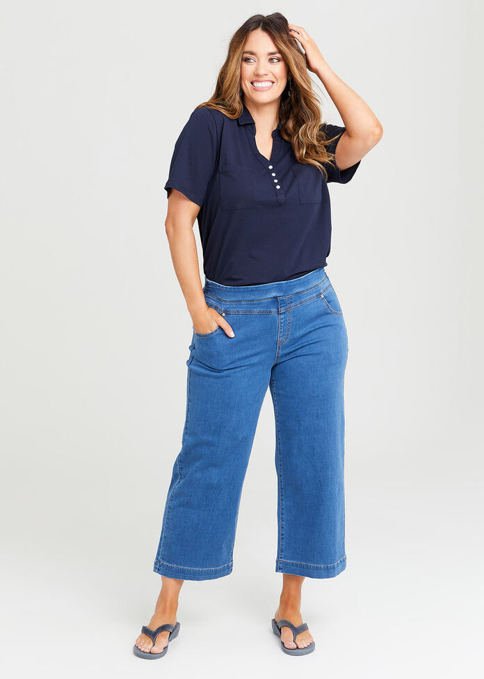 Organic Collar Short Sleeve Top, , hi-res