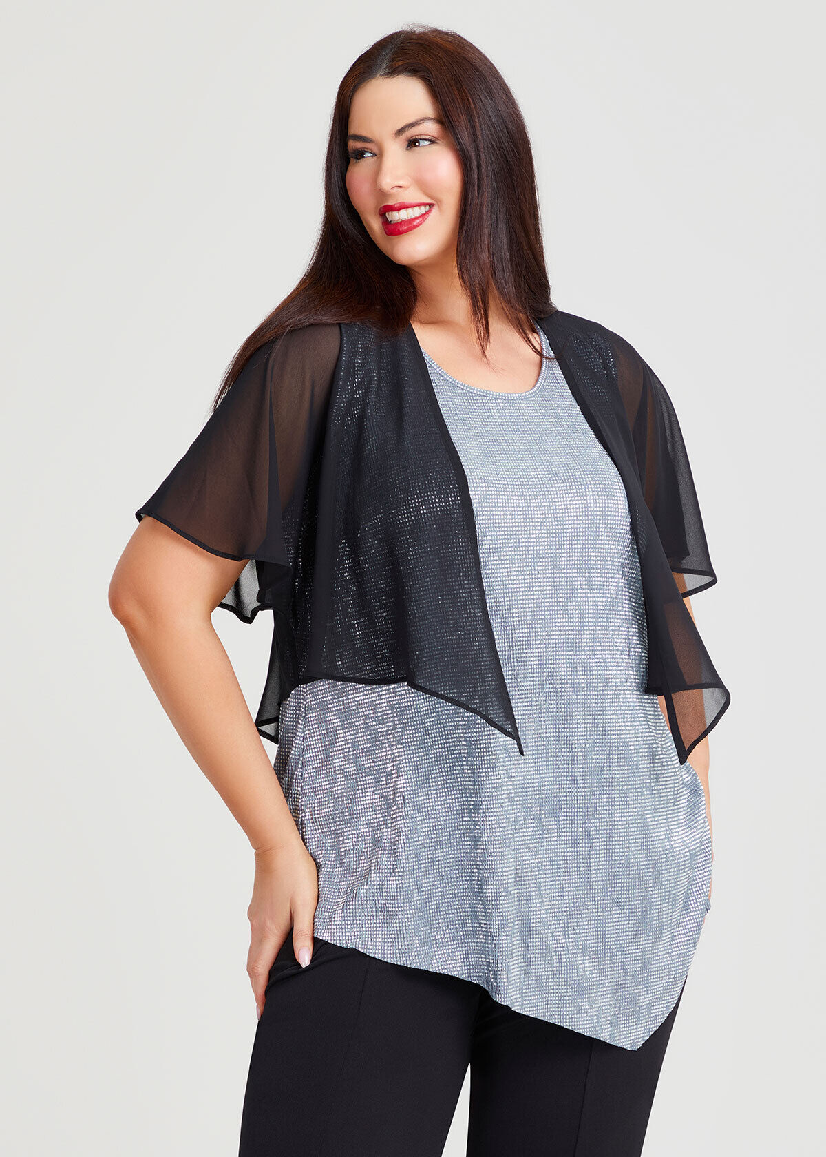 Shop Plus Size Quick Step Chiffon Cover Up in Black Taking Shape NZ