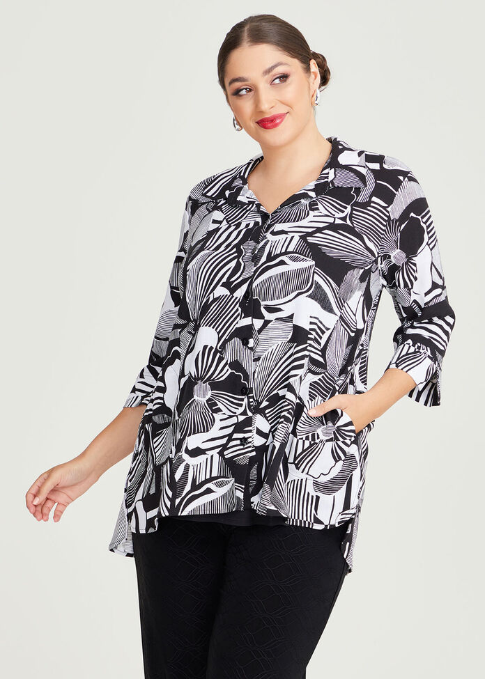 Shop Plus Size Natural Abstract Flower Shirt in Multi | Taking Shape AU