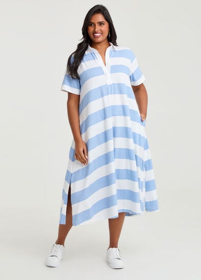 Plus Size Cotton Maxi Polo Dress