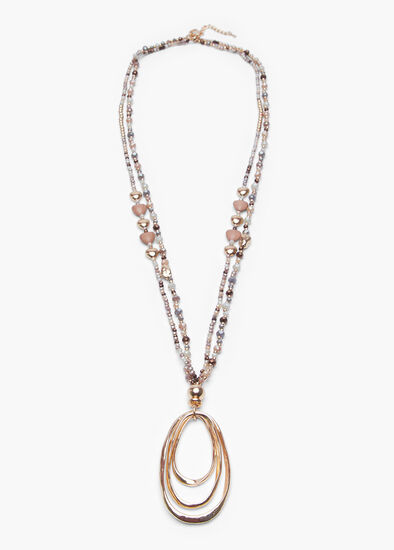 Beaded Oval Necklace