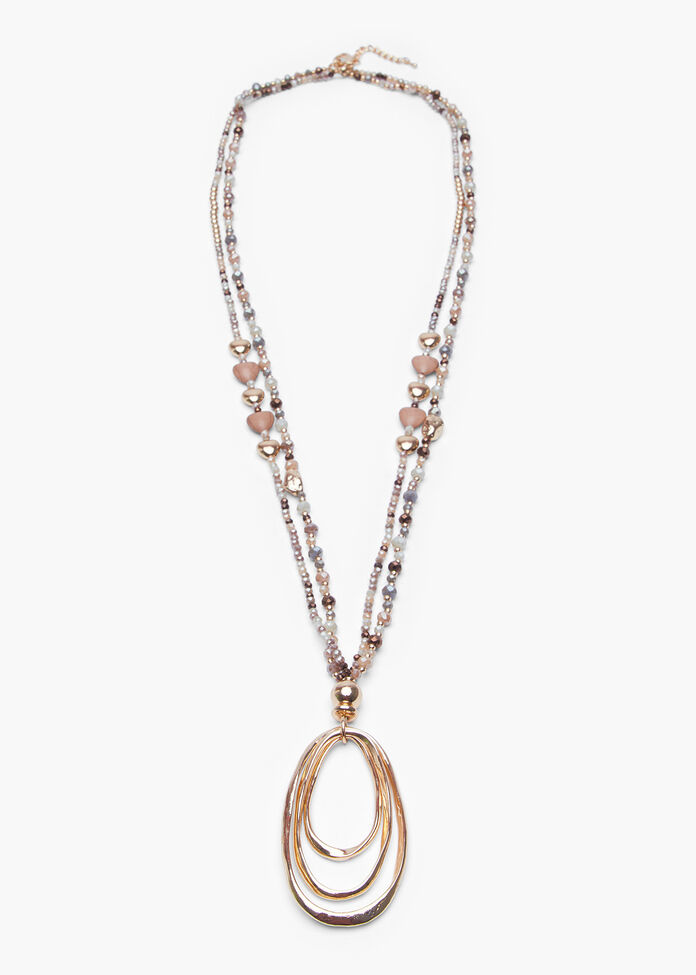 Beaded Oval Necklace, , hi-res