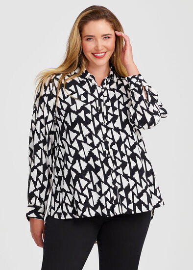 Plus Size Natural Aztec Print Shirt
