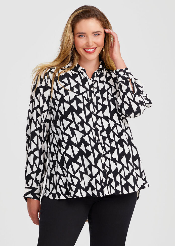 Natural Aztec Print Shirt, , hi-res