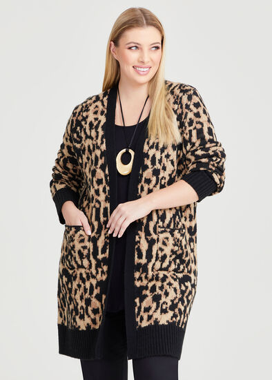 Plus Size Leopard Longline Cardigan