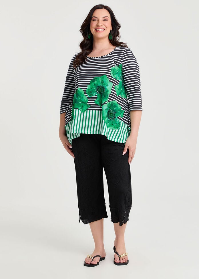 Poppy Stripe Cotton Modal Top, , hi-res