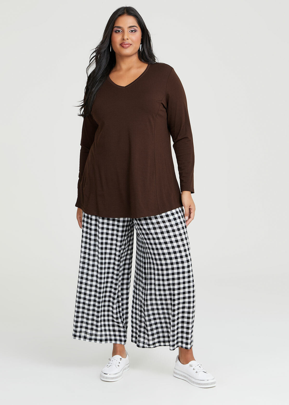 Plus size gingham pants sales