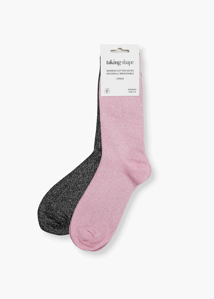 Set/2 Lurex Crew Socks, , hi-res