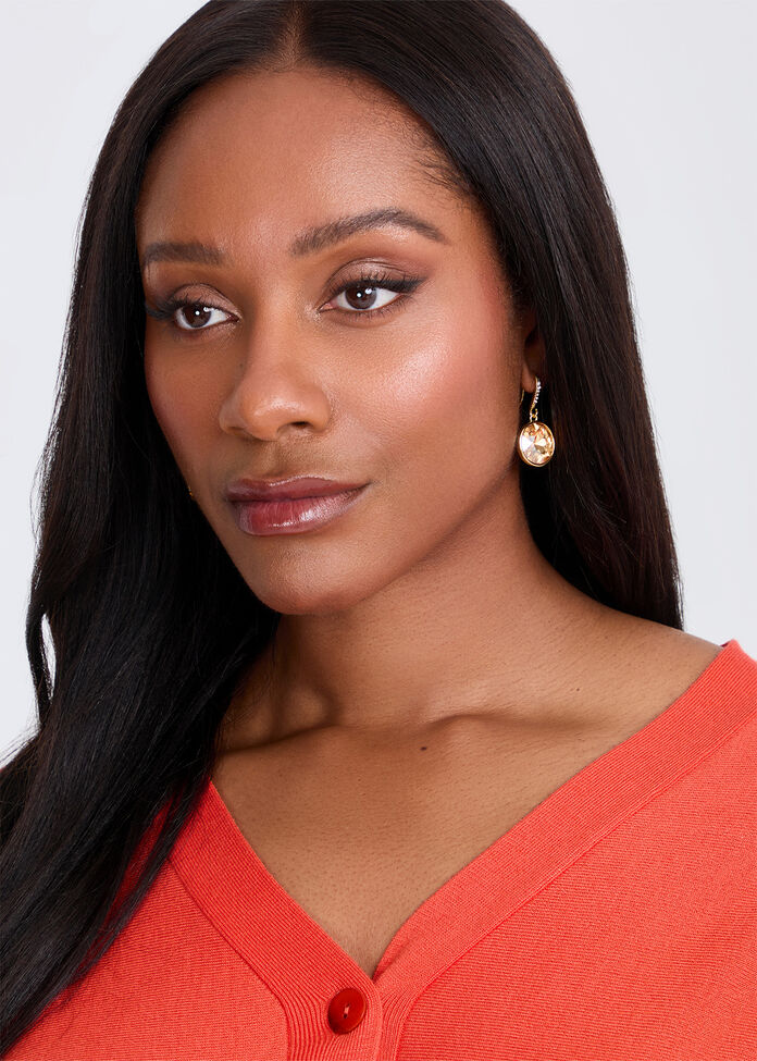 Detailed Jewel Drop Earring, , hi-res