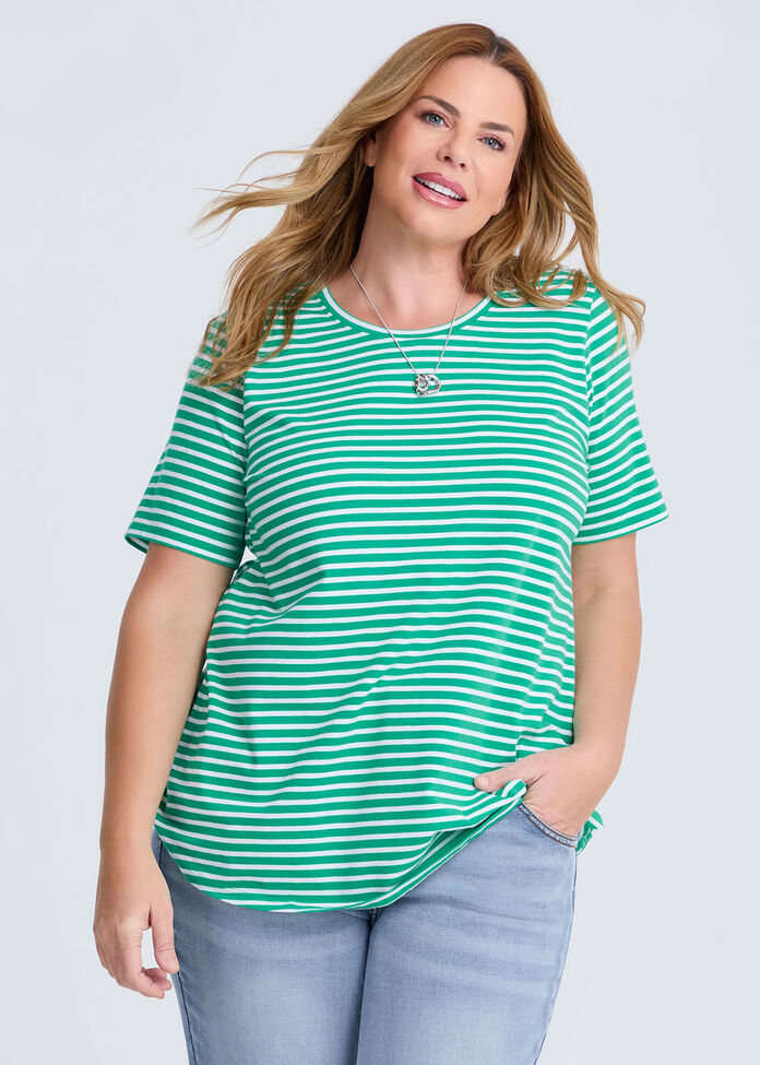 Good Earth Australian Cotton Stripe T-shirt, , hi-res