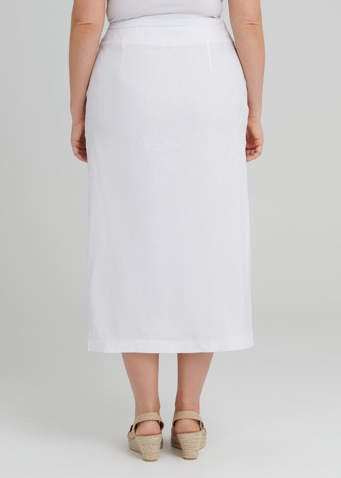 Linen Button Skirt, , hi-res