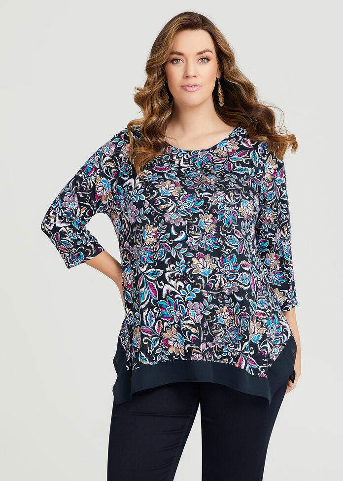 Shop Plus Size Bamboo Floral Chiffon Top in Multi | Sizes 12-30 ...