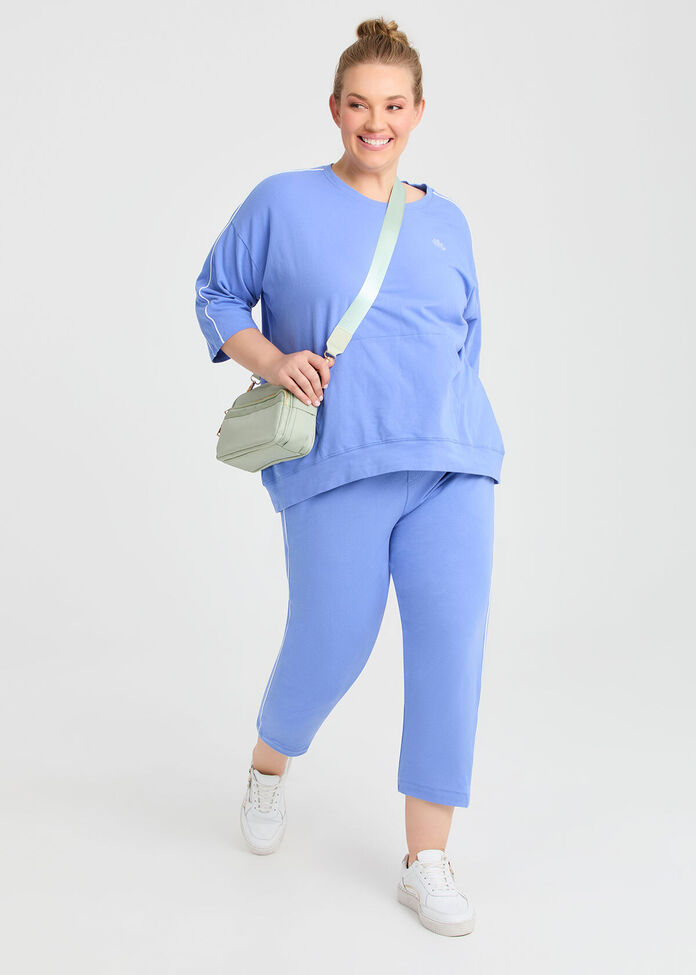 Cotton Piping Active Crop Pant, , hi-res