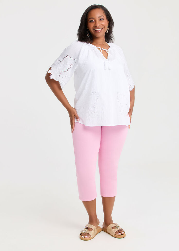Natural Cutout Embroidery Top, , hi-res