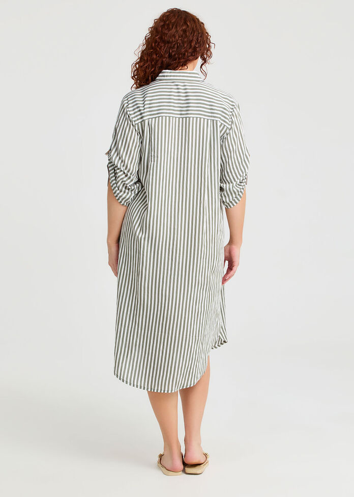Casual Chic Stripe Shirt Dress, , hi-res